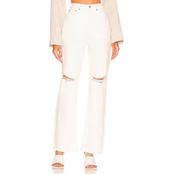 NEW AFRM Distressed High Rise Jeans Size‎ 28 Revolve New Without Tag White Denim - Picture 13 of 13